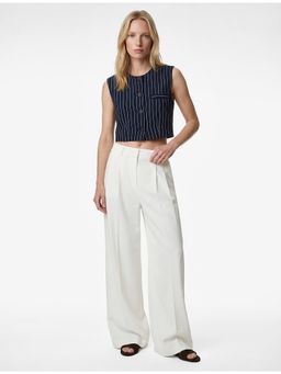 Koton - Navy Blue Stripes Crop Jacket