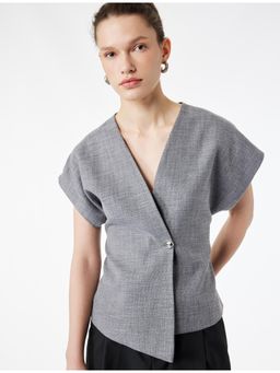 Koton - Grey Double Breasted Vest Waist Coat