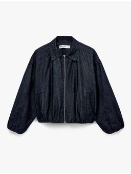 Koton - Navy Blue Denim Bomber Jacket