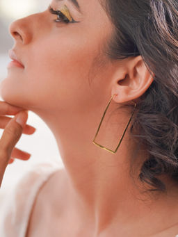 Divas Mantra - 92.5 Sterling Silver Golden Squares Earrings