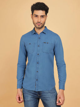 Wrangler - Men Solid Blue Regular Fit Shirt