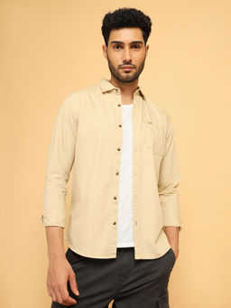 Wrangler - Men Solid Beige Regular Fit Shirt