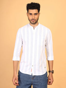 Wrangler - Men Striped White Regular Fit Shirt