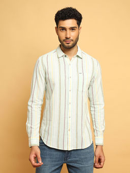 Wrangler - Men Striped Blue Regular Fit Shirt