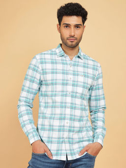 Wrangler - Men Checked Blue Regular Fit Shirt