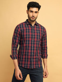 Wrangler - Men Checked Red Regular Fit Shirt