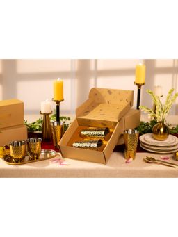 Kaniry Artise of Novelty - Double Wall Lassi Tumbler Gold Finish (Set Of 2)