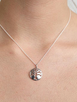 CLARA - Silver Rhodium Plated Tree Pendant Chain Necklace For Women & Girls