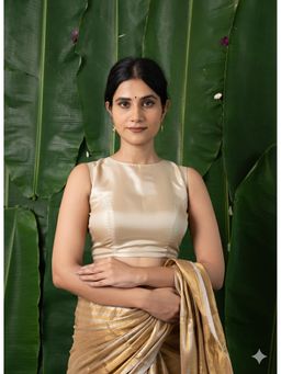 Moora - Viscose Sleeveless Boat Neck Stitched Blouse