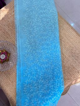 SHADES OF FAASHION - Blue Cotton Embroidered Dupatta