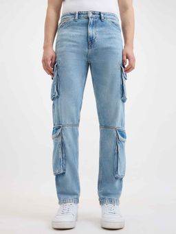 Pepe Jeans - Men Blue Regular Fit Mid Rise Cargo Jeans