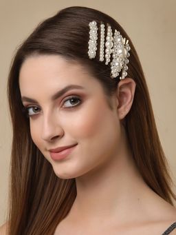 PANASH - Women Set Of 6 Gold-Toned & Pearls Embellished Bobby Pins (Set Of 6)
