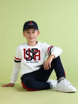 U.S. POLO ASSN. - White Self Design Sweatshirt