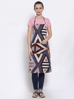 ARRABI - Multicolor Geometric TC Polycotton Apron with 2 Patch Pockets