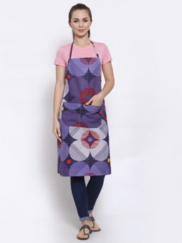 ARRABI - Purple Geometric TC Polycotton Apron with 2 Patch Pockets