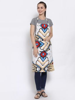 ARRABI - Multicolor Abstract TC Polycotton Apron with 2 Patch Pockets