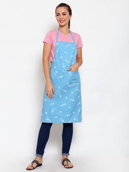 ARRABI - Blue Floral TC Polycotton Apron with 2 Patch Pockets