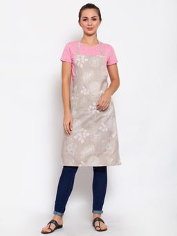 ARRABI - Grey Floral TC Polycotton Apron with 2 Patch Pockets