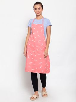 ARRABI - Orange Floral TC Polycotton Apron with 2 Patch Pockets