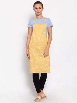 ARRABI - Yellow Floral TC Polycotton Apron with 2 Patch Pockets