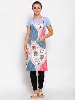 ARRABI - Multicolor Floral TC Polycotton Apron with 2 Patch Pockets