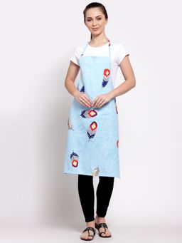 ARRABI - Blue Leaf TC Cotton Blend Apron with 2 Patch Pockets