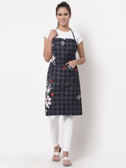 ARRABI - Grey Geometric TC Cotton Blend Apron with 2 Patch Pockets