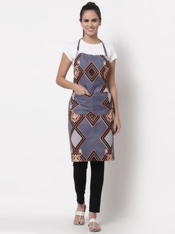 ARRABI - Grey Leaf TC Cotton Blend Apron with 2 Patch Pockets