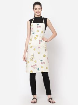 ARRABI - Peach Floral TC Cotton Blend Apron with 2 Patch Pockets