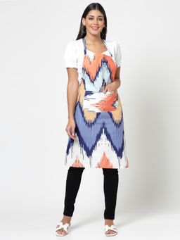 ARRABI - Multicolor Abstract TC Cotton Blend Apron with 2 Patch Pockets