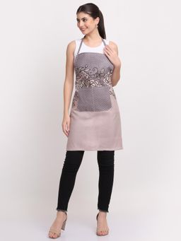 ARRABI - Brown Floral TC Cotton Blend Apron with 2 Patch Pockets
