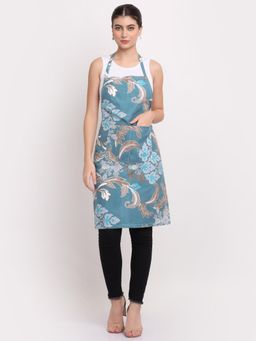 ARRABI - Beige Leaf TC Cotton Blend Apron with 2 Patch Pockets