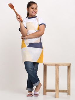 ARRABI - Multicolor Geometric TC Cotton Blend Baby Apron with 2 Patch Pockets