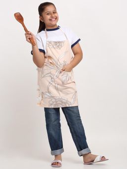 ARRABI - Peach Floral TC Cotton Blend Baby Apron with 2 Patch Pockets