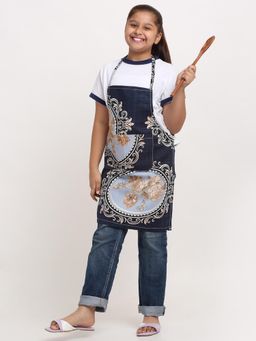 ARRABI - Blue Floral TC Cotton Blend Baby Apron with 2 Patch Pockets