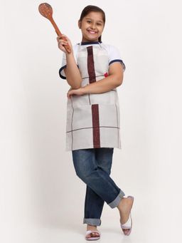 ARRABI - Grey Geometric TC Cotton Blend Baby Apron with 2 Patch Pockets