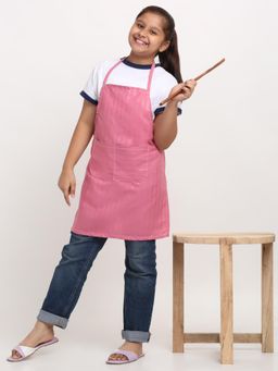 ARRABI - Pink Stripes TC Cotton Blend Baby Apron with 2 Patch Pockets