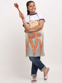 ARRABI - Multicolor Geometric TC Cotton Blend Baby Apron with 2 Patch Pockets