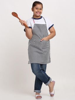 ARRABI - Black Stripes TC Cotton Blend Baby Apron with 2 Patch Pockets