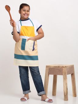 ARRABI - Multicolor Geometric TC Cotton Blend Baby Apron with 2 Patch Pockets