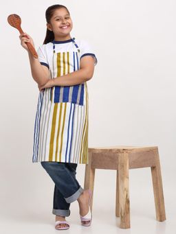 ARRABI - Multicolor Stripes TC Cotton Blend Baby Apron with 2 Patch Pockets