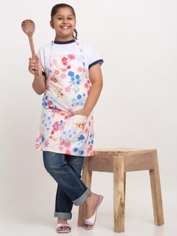 ARRABI - Peach Floral TC Cotton Blend Baby Apron with 2 Patch Pockets