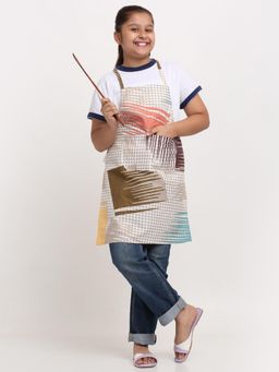 ARRABI - Beige Check TC Cotton Blend Baby Apron with 2 Patch Pockets