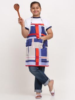 ARRABI - Multicolor Geometric TC Cotton Blend Baby Apron with 2 Patch Pockets