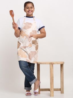 ARRABI - Cream Floral TC Cotton Blend Baby Apron with 2 Patch Pockets