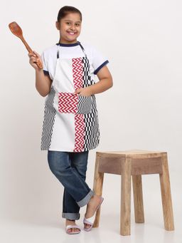 ARRABI - White Check TC Cotton Blend Baby Apron with 2 Patch Pockets