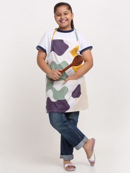 ARRABI - Multicolor Geometric TC Cotton Blend Baby Apron with 2 Patch Pockets
