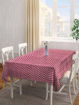 ARRABI - Red Indian Handwoven Cotton Table Cover (6 Seater)