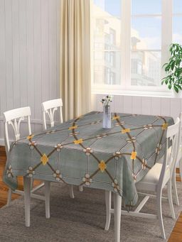 ARRABI - Grey Geometric Tc Polycotton Table Cover (6 Seater)
