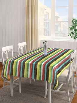 ARRABI - Multicolor Stripes Handwoven Cotton Table Cover (6 Seater)
